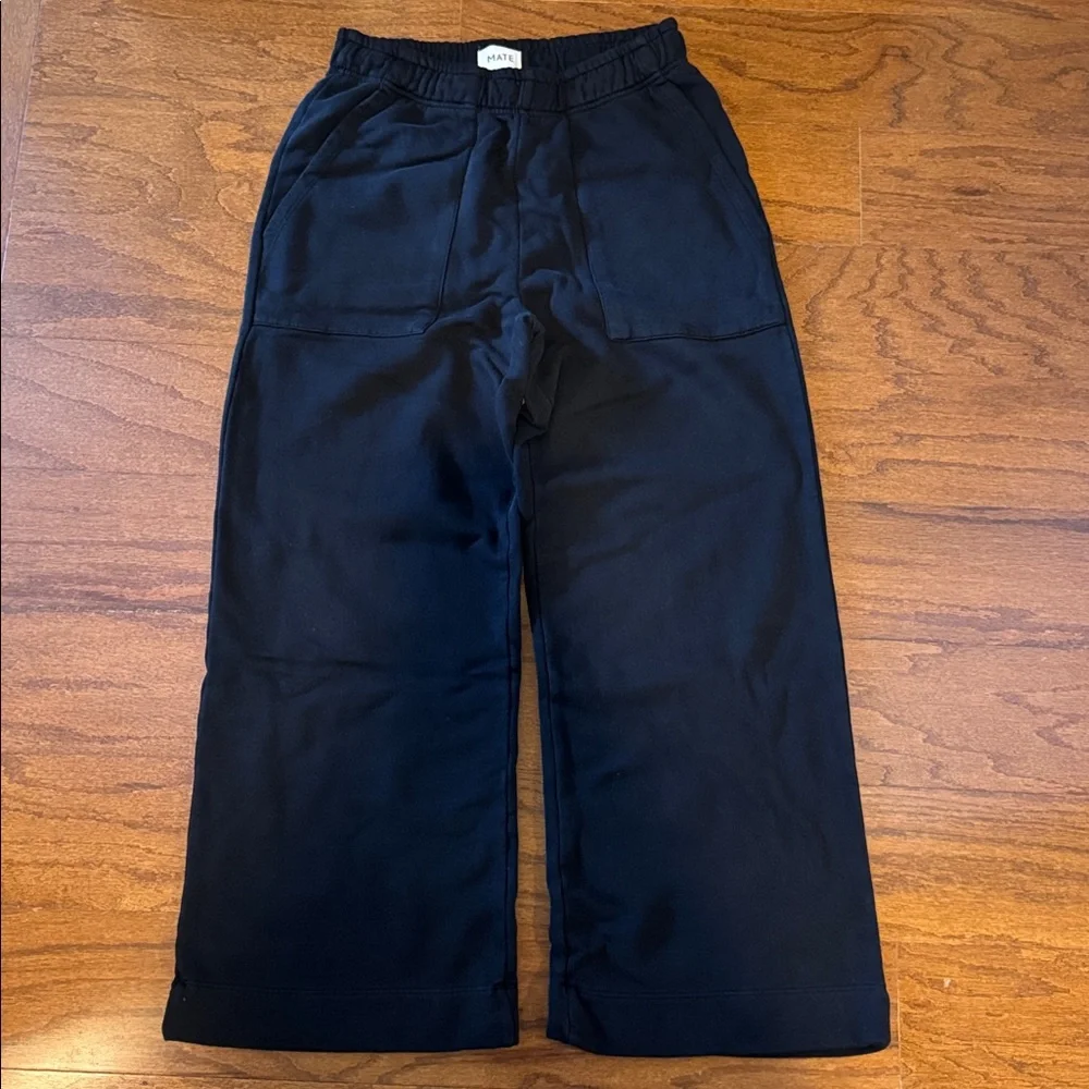 NWT MATE the Label Organic Fleece Wide Leg Pants in Black - M - Picture 2 of 5